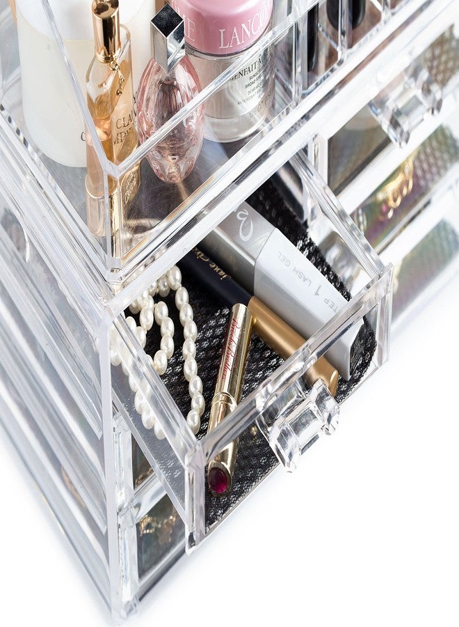 Masirs Clear Makeup Organizer - 16-Compartment Cosmetic and Jewelry Holder with 4 Drawers - Vanity Storage Box for Makeup, Skincare, Accessories, and Jewelry Display - Image 5