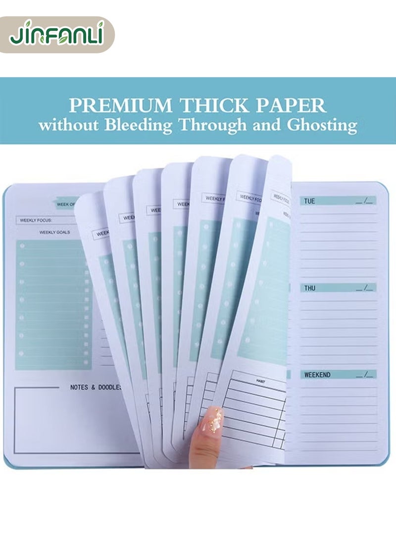 جين فان ل أنا مخطط أسبوعي بدون تاريخ، دفتر أهداف أسبوعية A5، دفتر يوميات لتتبع العادات، مخطط قائمة مهام حلزوني، مخطط تتبع وأهداف، 8.3 بوصة × 5.8 بوصة، أسود - Image 3