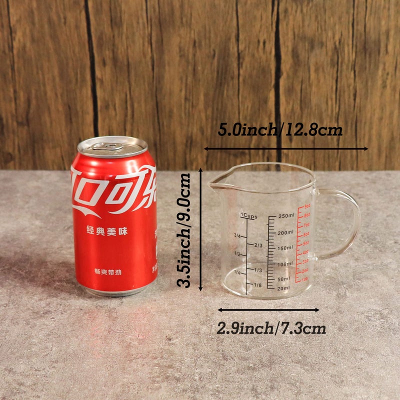 Ackers BORO3.3 Glass Measuring Cup-[Insulated handle | V-Shaped Spout]-Made of High Borosilicate Glass Measuring Cup for Kitchen or Restaurant, Easy to Read, 250 ML (8 Oz, 1 Cup) - Image 3