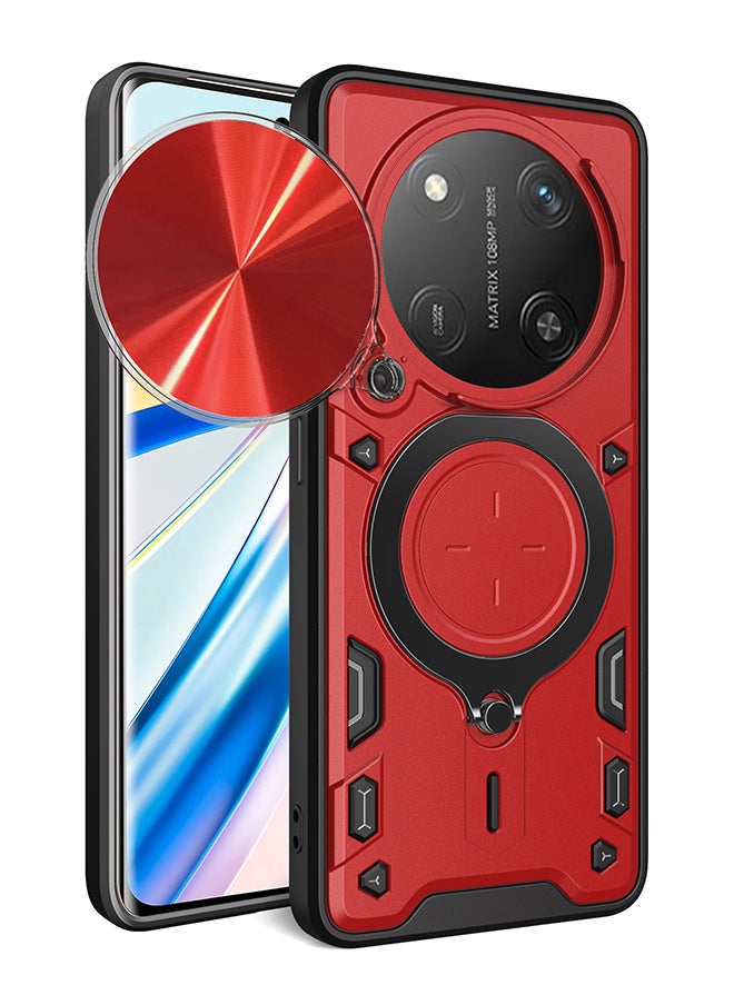 Case for Huawei Honor X9C / Honor Magic 7 Lite with Sliding Camera Cover, Kickstand, PC+TPU Dual-Layer,Red  - Image 1