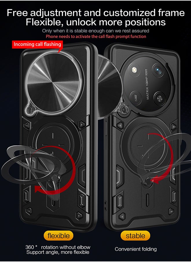 Case for Huawei Honor X9C / Honor Magic 7 Lite with Sliding Camera Cover, Kickstand, PC+TPU Dual-Layer,Red  - Image 2