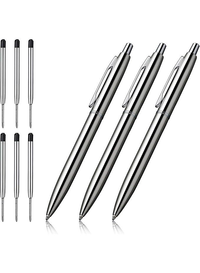 ChaoQ 3 Pcs Retractable Metal Ballpoint Pens, for Gift, Business, Office - Image 1