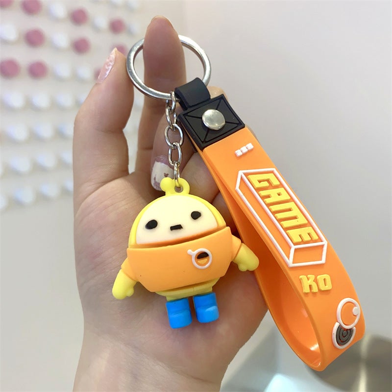 Silicone Bear Keychain Charm Car Keyring Leather orange short sleeves
