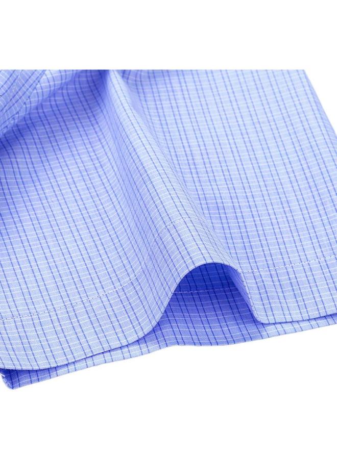 Firs Men'S Short Sleeve Shirt Summer Men'S Business Casual Plaid Shirt Men 0901-307 Short Sleeve Blue Plaid 40 - Image 1
