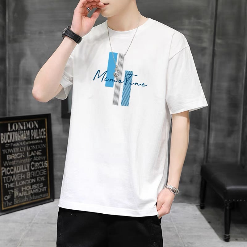 Men'S Short-Sleeve T-Shirt Casual Letter Print Sports Tee Thin Stylish Versatile Crew Neck Top Trendy Cool Men'S T-Shirt - Image 2