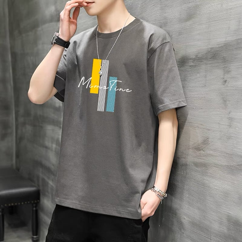 Men'S Short-Sleeve T-Shirt Casual Letter Print Sports Tee Thin Stylish Versatile Crew Neck Top Trendy Cool Men'S T-Shirt - Image 3