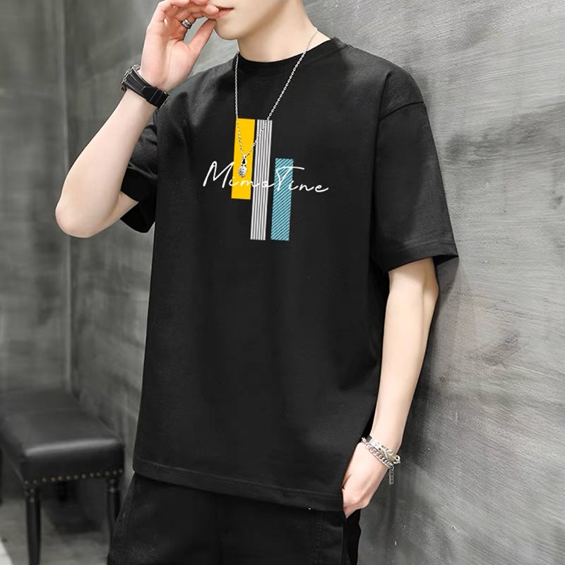 Men'S Short-Sleeve T-Shirt Casual Letter Print Sports Tee Thin Stylish Versatile Crew Neck Top Trendy Cool Men'S T-Shirt - Image 4
