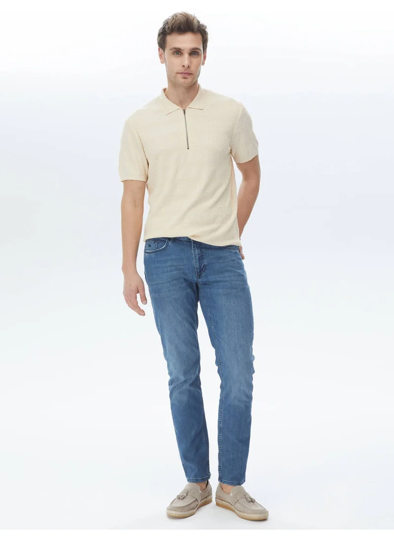 Kip Beige Polo Neck Jacquard Knitwear
