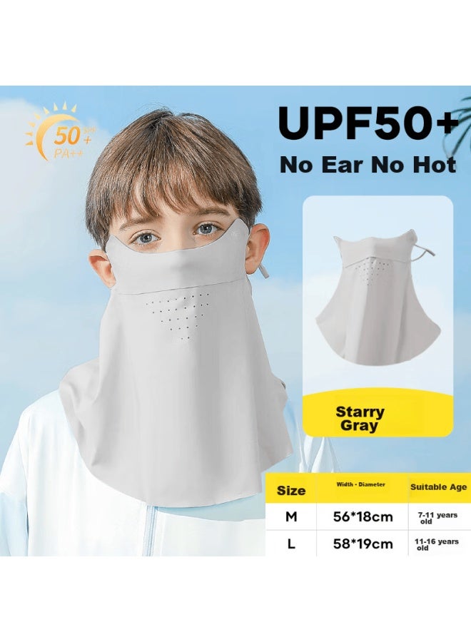 Moremerry Children's Sun Protection Face Mask For Boys And Girls, Uv-resistant Summer Sunshade, Silk-like Cool Breathable Face Cover, Starry Gray, M - Image 1