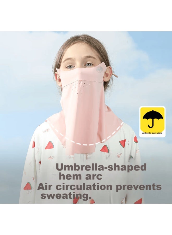 Moremerry Children's Sun Protection Face Mask For Boys And Girls, Uv-resistant Summer Sunshade, Silk-like Cool Breathable Face Cover, Starry Gray, M - Image 3