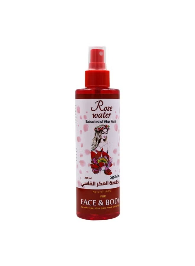 Rosewater bottle with Aker Fassi extract from the "Zahrat Viola" brand