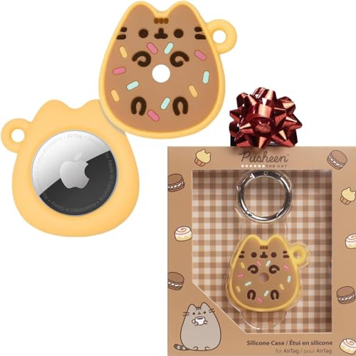 iFace x Pusheen Café Series Silicone Protective Cover [ Compatible with Apple AirTag][Cute Character Case] [Carabiner Keychain Clip Included] - Donut - Image 1