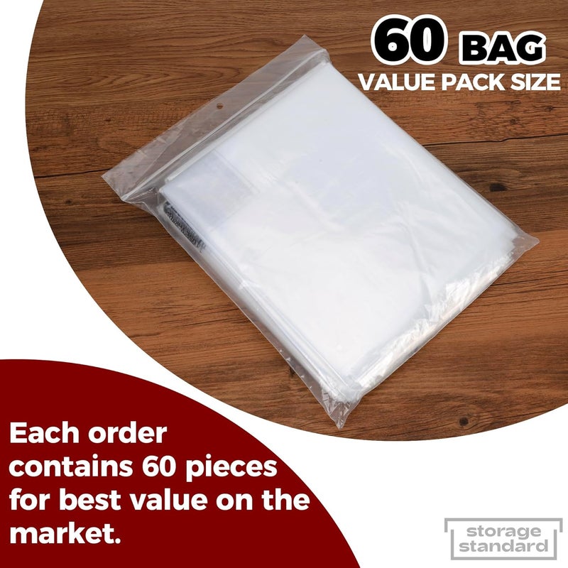 Storage Standard 60-قطعة من أكياس التنظيف الجاف الطويلة جدًا للملابس بطول 72 بوصة - أكياس ملابس بلاستيكية شفافة لتعليق الملابس، غطاء بلاستيكي للتنظيف الجاف للبدلات والفساتين والمعاطف وأزياء الرقص والفساتين الطويلة - Image 5