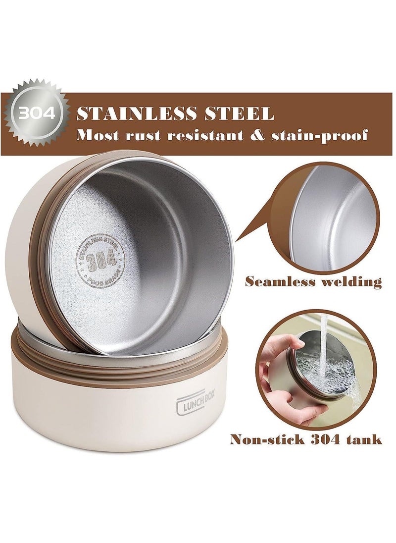 304 Stainless Steel Three Layer Insulated Lunch Box Bento Box Food Container With Insulation Bag（Insulation 3-Layer White） - Image 5