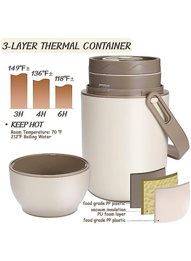 304 Stainless Steel Three Layer Insulated Lunch Box Bento Box Food Container With Insulation Bag（Insulation 3-Layer White） - Image 2