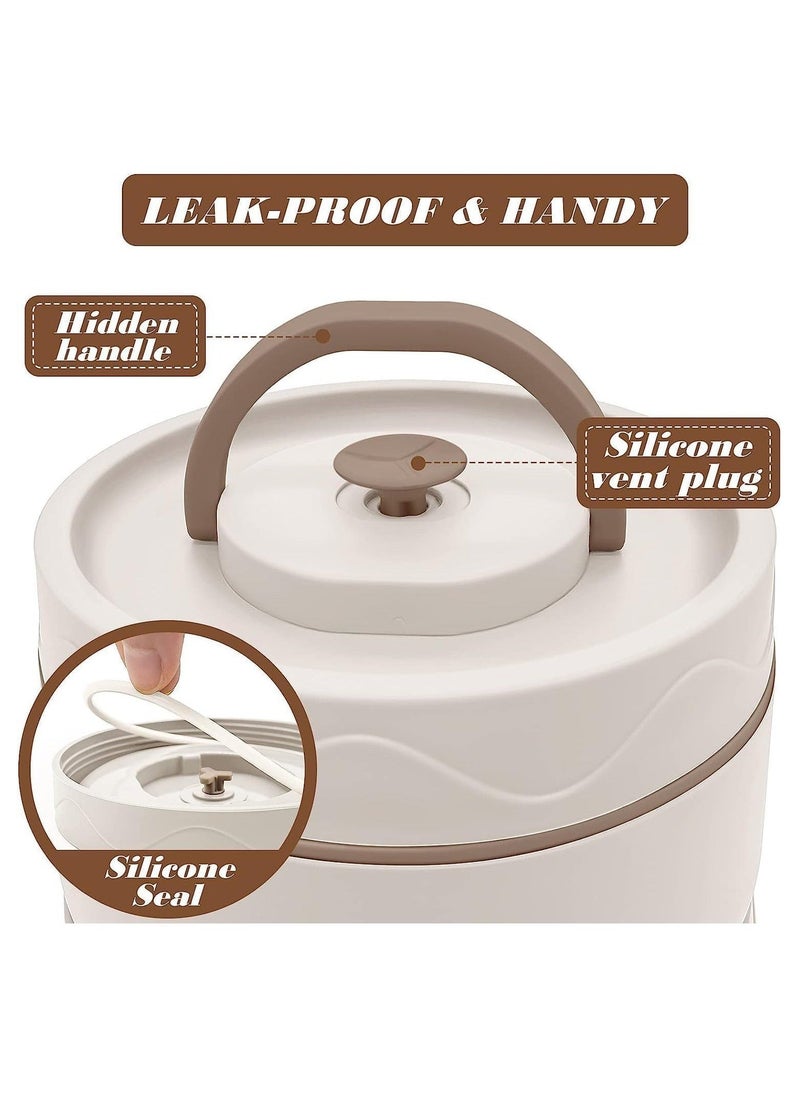 304 Stainless Steel Three Layer Insulated Lunch Box Bento Box Food Container With Insulation Bag（Insulation 3-Layer White） - Image 3