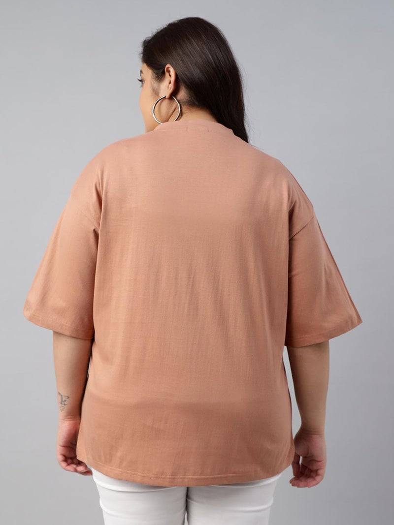 JUNEBERRY® 100% Pure Cotton Oversized Baggy Fit Drop Shoulder Solid Core Plus Size T-Shirt Combo for Women (Pack of 2) (PO2_JB_PS_CR_MR_XXL) - Image 3