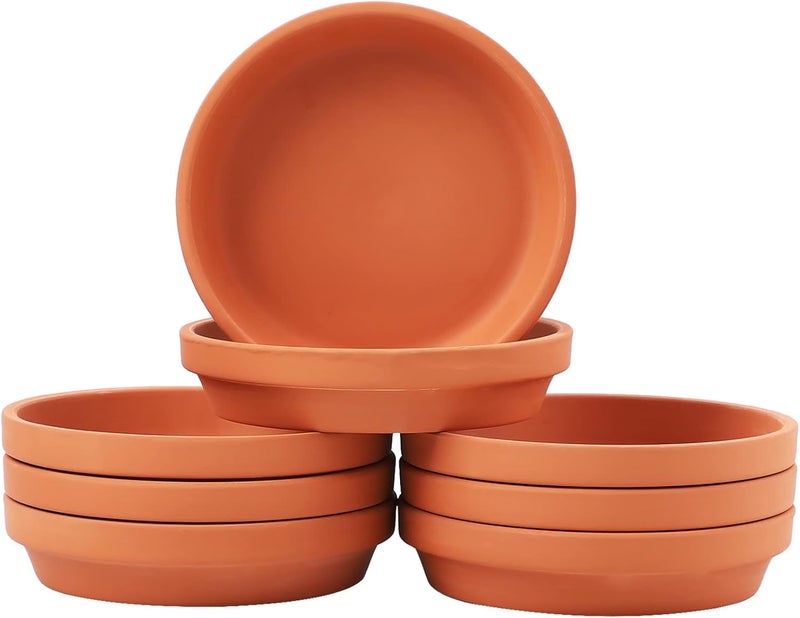 Yishang وعاء نباتي من الطين بقطر 6 بوصات مع صحن 8 قطع للوعاء النباتي الدائري الأوسط - Image 1