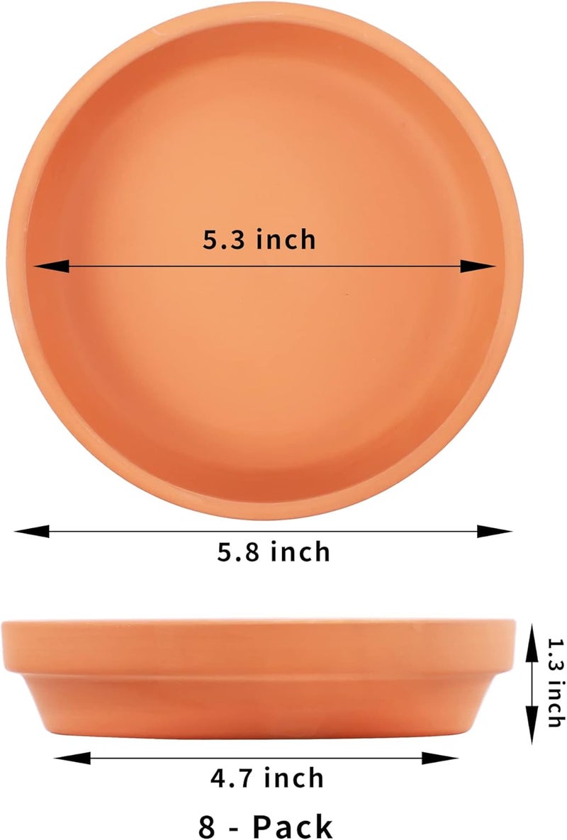 Yishang وعاء نباتي من الطين بقطر 6 بوصات مع صحن 8 قطع للوعاء النباتي الدائري الأوسط - Image 2