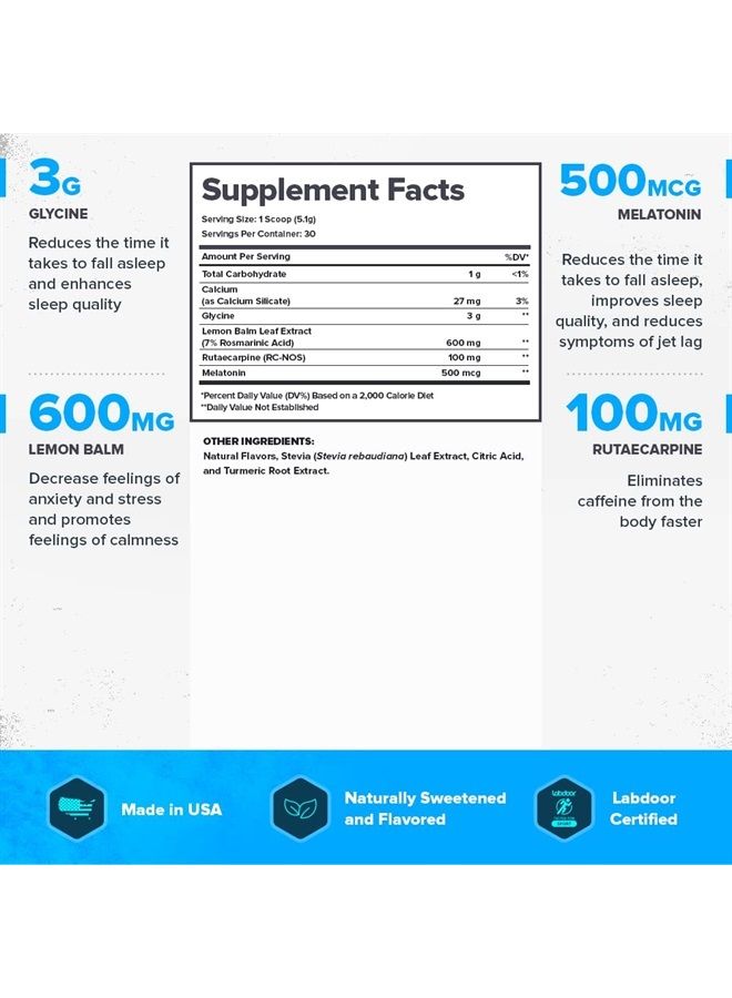 Legion Legion Lunar Natural Sleep Aid Supplement with Melatonin, L-Glycine, Lemon Balm Extract & Rutaecarpine. Safe & Healthy. 30 Serving  - Image 2