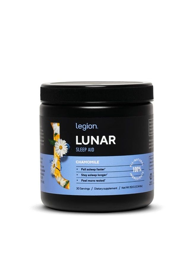 Legion Legion Lunar Natural Sleep Aid Supplement with Melatonin, L-Glycine, Lemon Balm Extract & Rutaecarpine. Safe & Healthy. 30 Serving  - Image 1