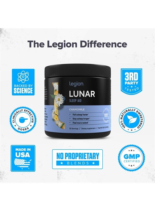 Legion Legion Lunar Natural Sleep Aid Supplement with Melatonin, L-Glycine, Lemon Balm Extract & Rutaecarpine. Safe & Healthy. 30 Serving  - Image 5