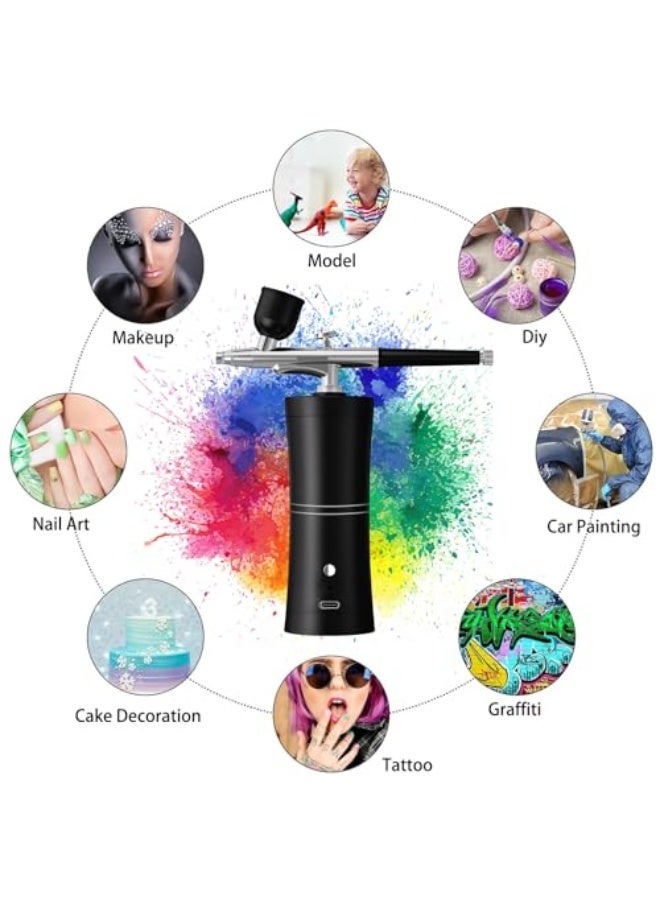 Generic Air Brush Set with Compressor, Cordless, Portable, Adjustable 3-Stage Mini Air Brush Gun for Painting, Nail Art, Makeup and Cake Decorating by Perfworld  - Image 3