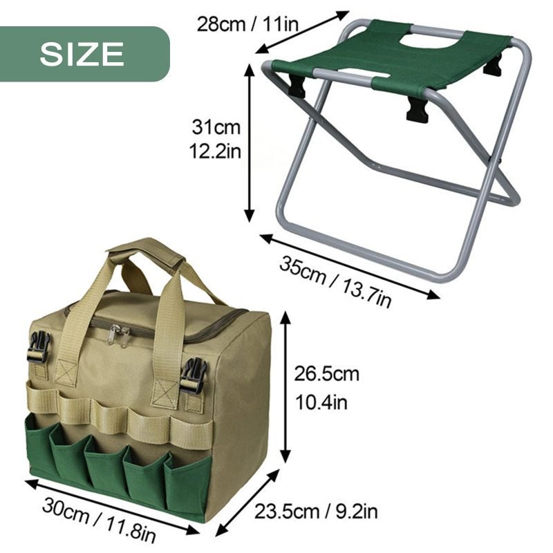 Folding Garden Stool: 12" Height Silver Sturdy Steel Frame With Padded Surface - All-In-One Design With Removable Storage Tote Bag For Home Gardening, Outdoor Yard Work And Garden Enthusiasts - Image 4