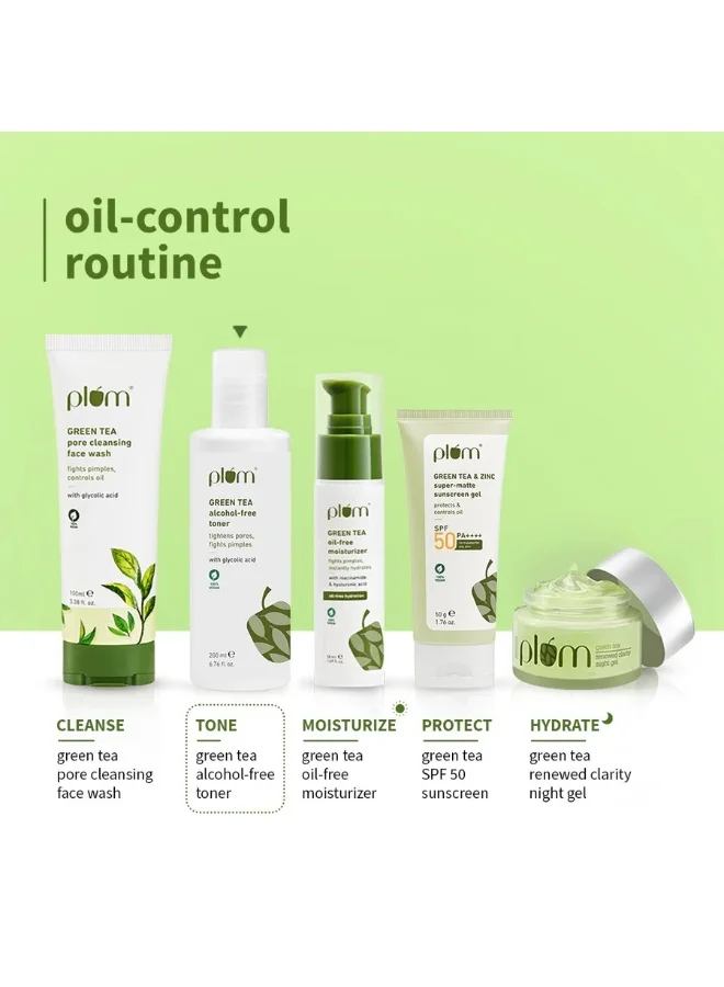 Plum  Plum Green Tea Face Toner For Oily Acne Prone Skin Facial Toner for Glowing Skin Shrinks and Tightens Pores Controls Excess Oil 150ml for Women | Best Price UAE