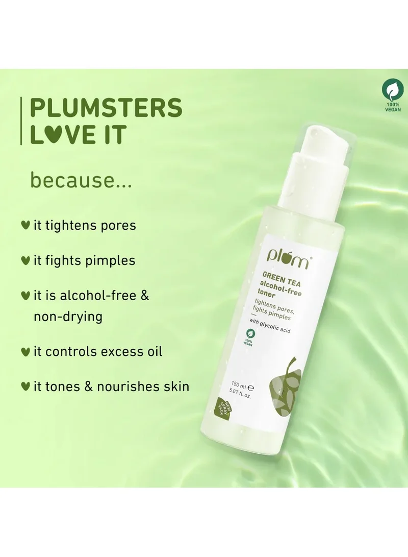 Plum  Plum Green Tea Face Toner For Oily Acne Prone Skin Facial Toner for Glowing Skin Shrinks and Tightens Pores Controls Excess Oil 150ml for Women | Best Price UAE