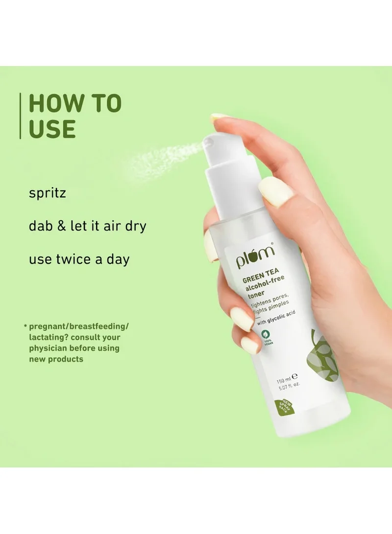 Plum  Plum Green Tea Face Toner For Oily Acne Prone Skin Facial Toner for Glowing Skin Shrinks and Tightens Pores Controls Excess Oil 150ml for Women | Best Price UAE