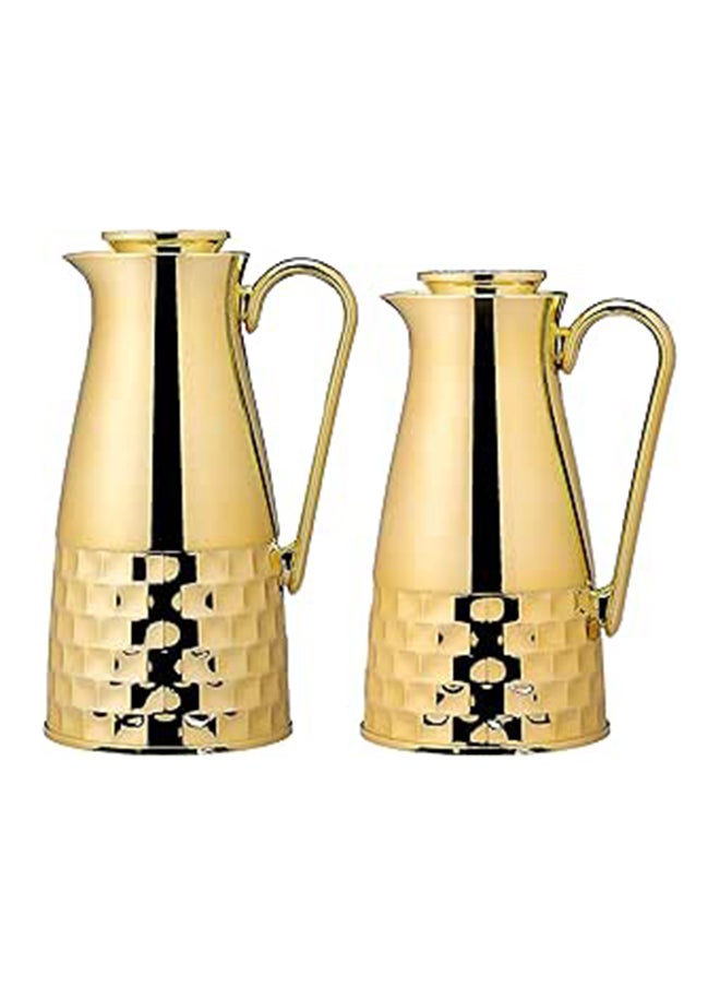 Alsaif Al Saif Waad 2 Pieces Coffee And Tea Vacuum Flask Set, Size: 1.0/0.7 Liter, Color:Gold  - Image 1