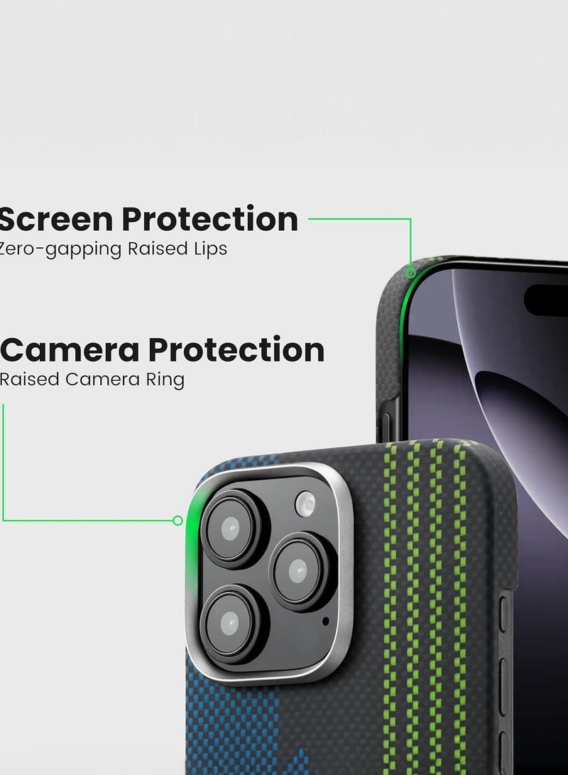 بيتاكا جراب Aries Tactile Woven لهاتف iPhone 16 Pro / متوافق مع MagSafe / يتوهج في الظلام / مصنوع من ألياف الأراميد / مقاوم للخدش / نحيف وخفيف الوزن / شحن لاسلكي لهاتف iPhone 16 Pro - بطاقة ائتمان - Image 5