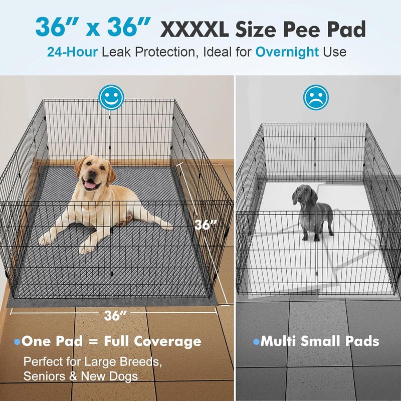 Gimars 4XL 36"x36" Upgrade Odor-Control Charcoal Pee Pads for Dogs Thicken 9 Layers Ultra Absorbent Dog Pee Pads - Leak-Proof Puppy Training Pads Quick Dry Charcoal Puppy Pads - Image 2
