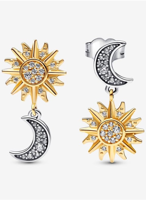 Pandora two-color reverse sun and moon earrings