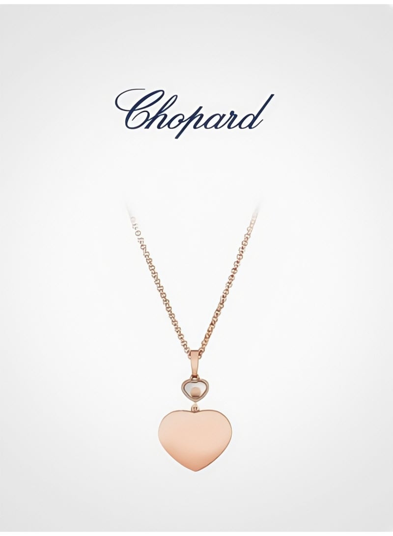 Chopard 18K Rose Gold Heart Luxury Full Diamond Pendant Necklace Gift - Image 3