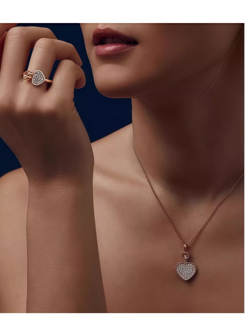 Chopard 18K Rose Gold Heart Luxury Full Diamond Pendant Necklace Gift - Image 5