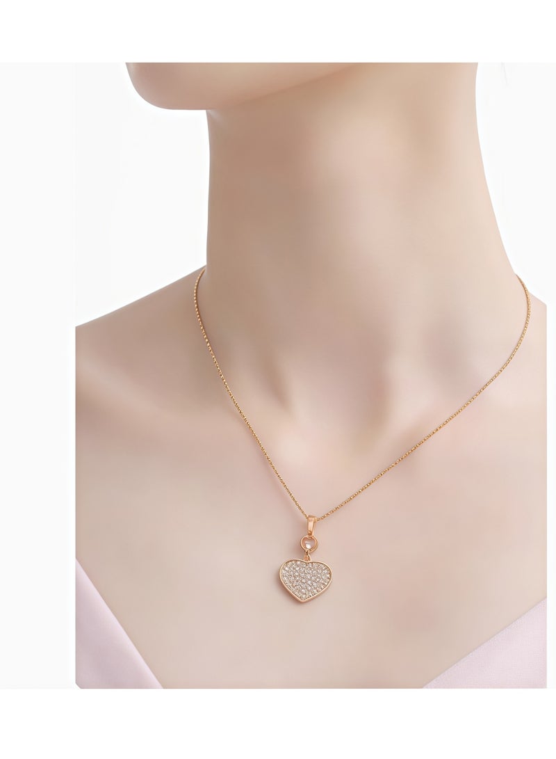 Chopard 18K Rose Gold Heart Luxury Full Diamond Pendant Necklace Gift - Image 4