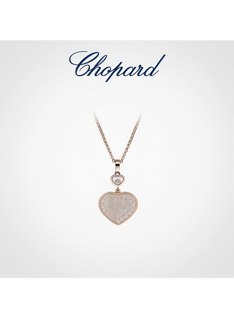 Chopard 18K Rose Gold Heart Luxury Full Diamond Pendant Necklace Gift - Image 1