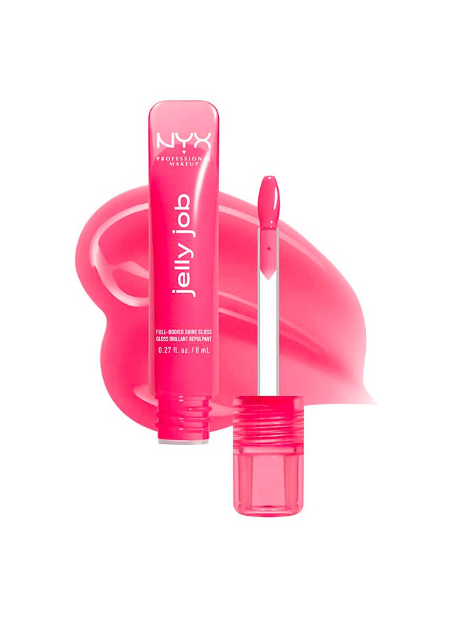 NYX PROFESSIONAL MAKEUP Jelly Job, Full-Bodied Shine Gloss, Lip-Smoothing Shine, Hyper-Glossy Finish, Jelly Blushin' - Image 1
