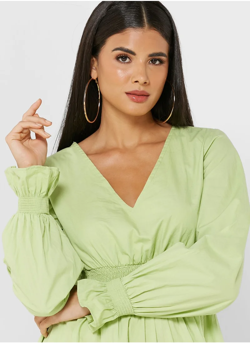 In the style Balloon Sleeve Pleated Dress