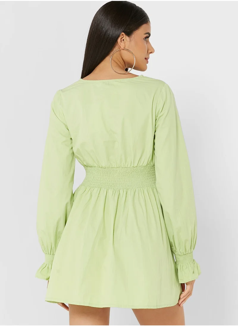 In the style Balloon Sleeve Pleated Dress