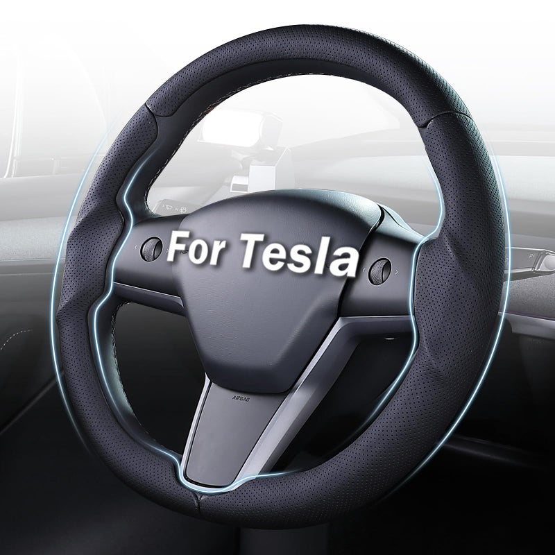 Aimato Steering Wheel Cover for Tesla Model 3 20172023 Model Y 20202024AntiSlipComfortable Grip BreathableCustomized for Tesla Model 3Y AccessoriesNappa Black - Image 2