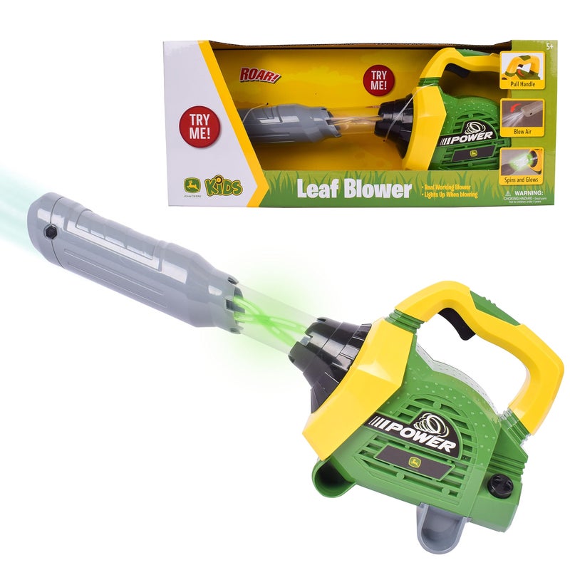 John Deere Leaf Blower Toy for Kids Pretend Construction Tool with Lights and Sounds Blows Real Air - Image 4