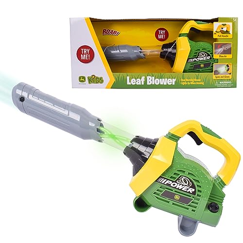 John Deere Leaf Blower Toy for Kids Pretend Construction Tool with Lights and Sounds Blows Real Air - Image 1
