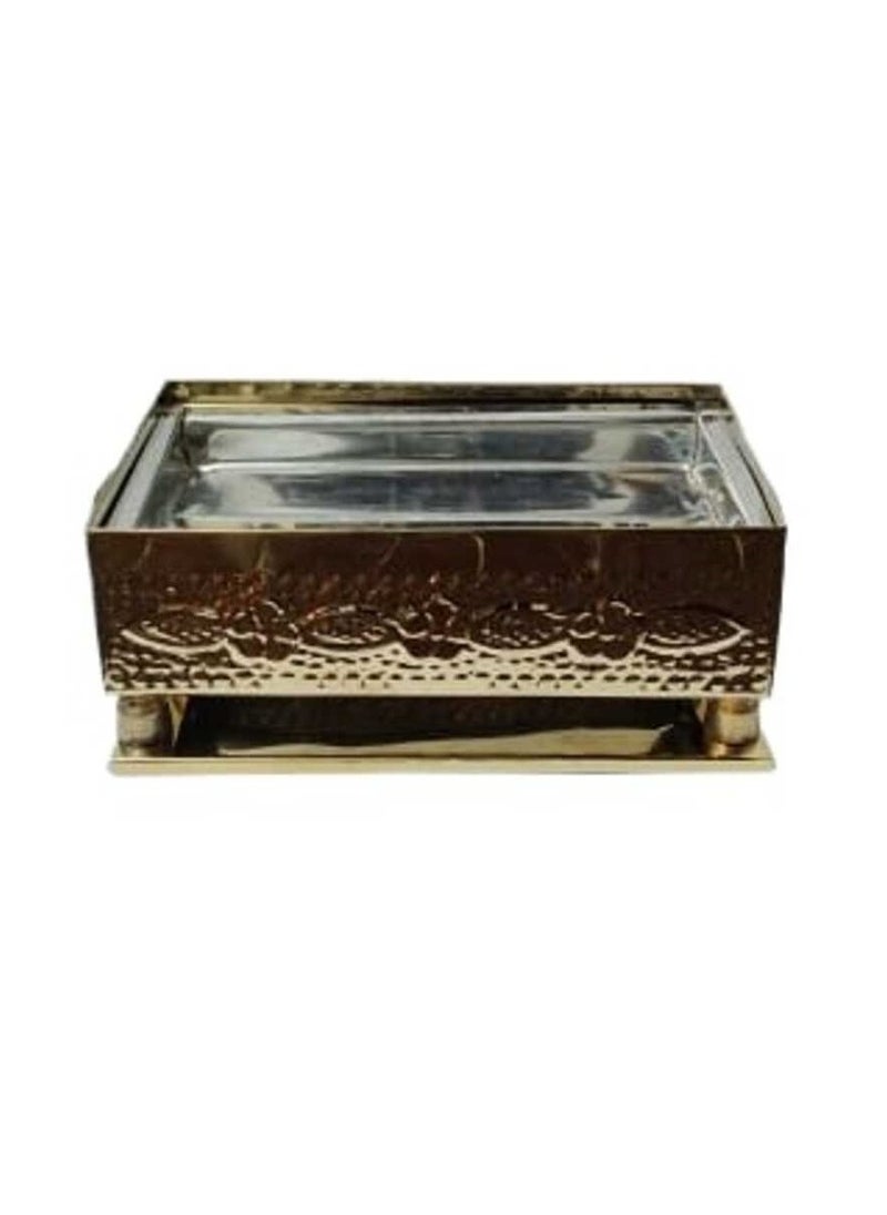 Vota Grills - Decorative Table Grill Built-in Rack with Wire Mesh, Gold Hammered Finish - Image 1