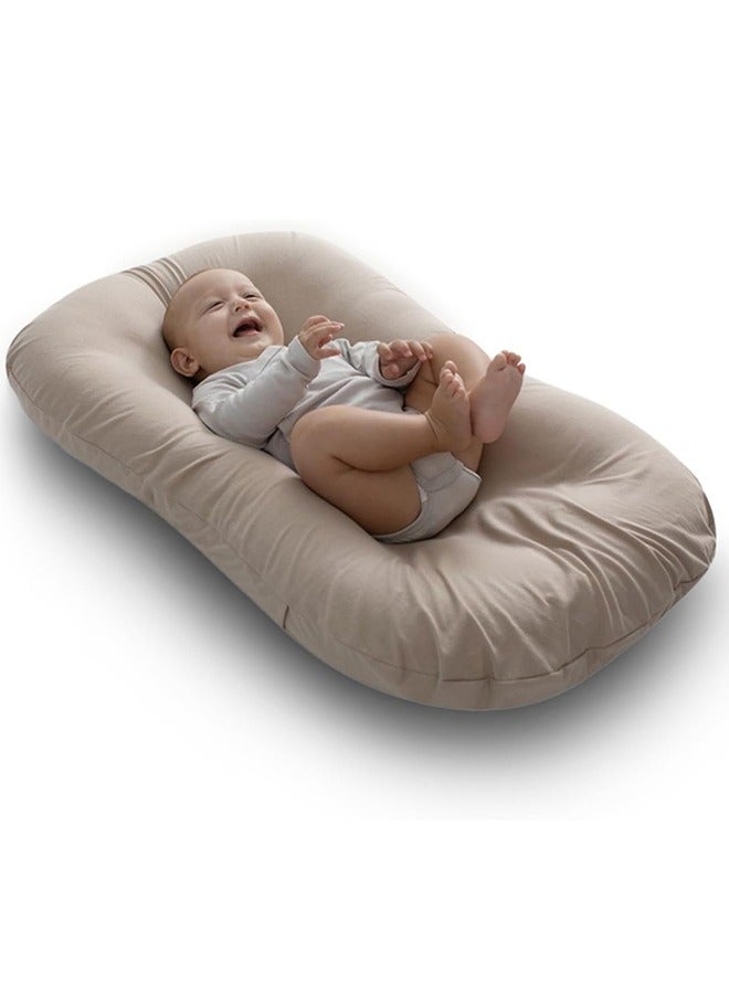VUCATIN Baby Nest for Newborn 0-12 Month Baby Nest Cover with 100% Cotton Muslin Cover Portable Nest Sleeper Cover for Infant Breathable & Natural Baby Lounger (Light Brown) - Image 1