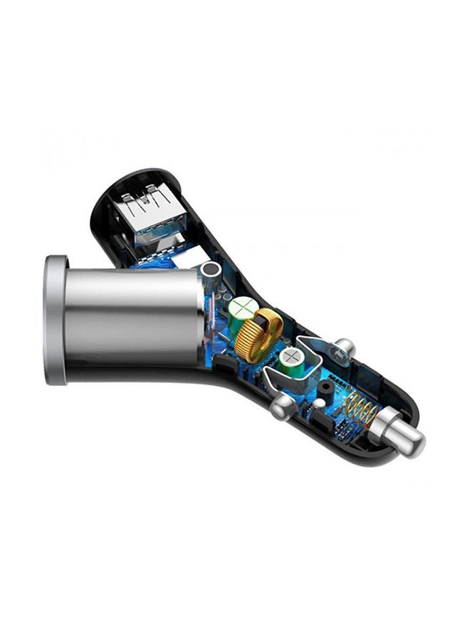 بيسوس شاحن سيارة بمنفذ USB مزدوج مع ولاعة أسود - Image 5