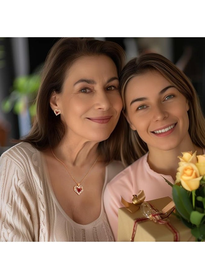 قلادة Forever Love ذات القلب المزدوج للنساء - قلادة من الفضة الإسترلينية عيار 925 بحجر الميلاد، هدية رومانسية بمناسبة الذكرى السنوية وعيد الميلاد وعيد الأم للأم أو الزوجة أو الصديقة - Image 2