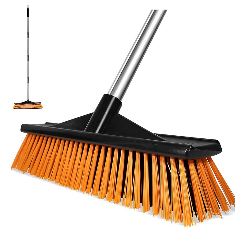 HOMSLECTO Push Broom Cleaning Brush with Heavy Duty PVC Bristles 54 Stainless Steel Handle for Outdoor Garage Deck Driveway Patio Walkway Garden Balcony Industrial Wet Dry Use